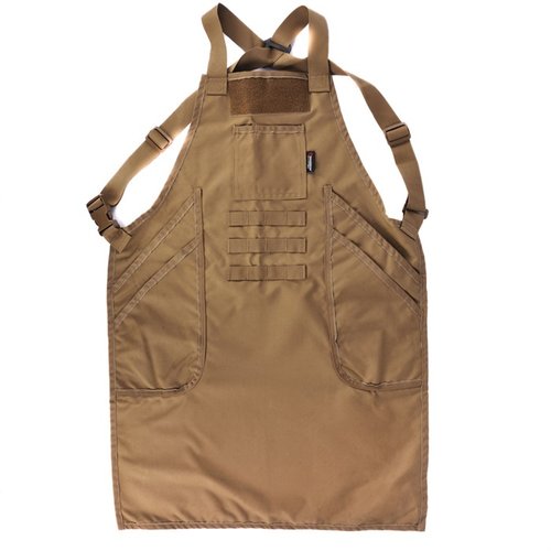 The Armageddon Gear Gunsmith Apron offers unmatched durability with mil-spec 1000D Cordura Nylon, adjustable straps, multiple pockets, and PALS webbing for ultimate functionality.
