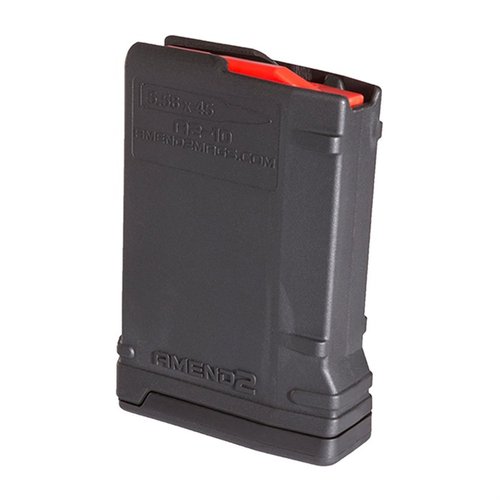 The Amend2 10 round magazine offers a lightweight, durable alternative to aluminum, featuring impact-resistant polymer, anti-tilt follower, and stainless steel spring.