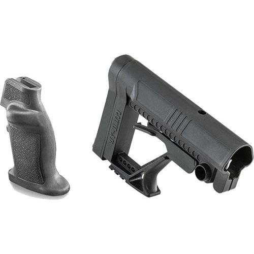 The Luth-AR MBA-5 Buttstock offers lightweight adjustability, a comfortable cheek weld, and ergonomic Chubby Grip for enhanced shooting accuracy and control.