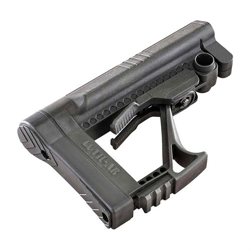 The Luth-AR MBA-5 Buttstock offers lightweight adjustability, a comfortable cheek weld, and ergonomic Chubby Grip for enhanced shooting accuracy and control.