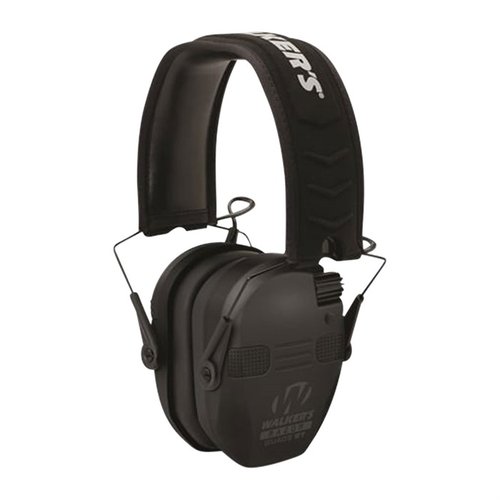 Protect your hearing with Walkers Razor Slim Electronic Quad Ear Muffs w/ Bluetooth, offering optimal sound dampening, mobile syncing, and integrated mic for communication.