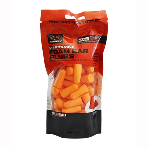 Walkers Game Ear Foam Ear Plugs offer a noise-reduction rating of 25 dB, a convenient neckband to keep them secure, and replacement plugs for ongoing protection.