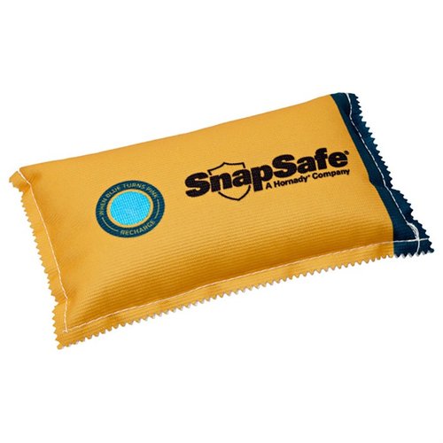 The SnapSafe 450g Dehumidifier Bag absorbs humidity to prevent rust, mold, and mildew, and can be easily recharged for endless use in gun safes and cabinets.