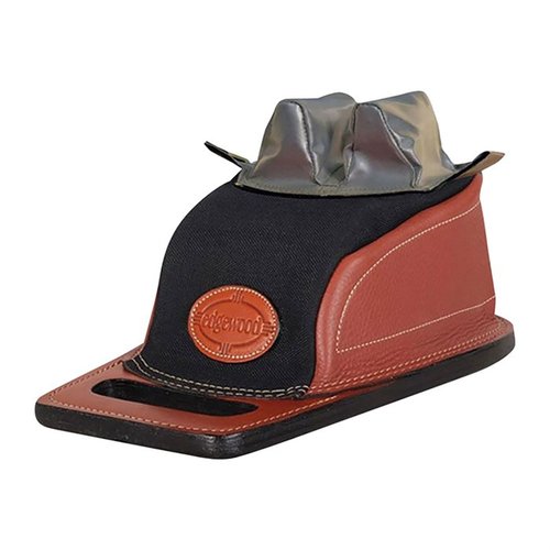 The Edgewood Original Rear Bag offers stability with a heavy sand fill, reinforced leather sides, and a multi-layered donut base for precise benchrest shooting.