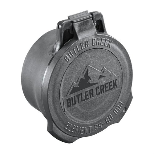 The Butler Creek Element Scope Caps feature a rugged multi-flex sleeve and an objective flip-out dope disk for easy access to wind and elevation info.