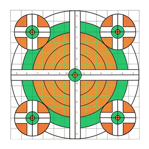 Champion Targets' SCORE KEEPER BULL TARGETS feature bright fluorescent colours for easy visibility, a notes section for data tracking, and are suitable for rifles, pistols, and airguns.
