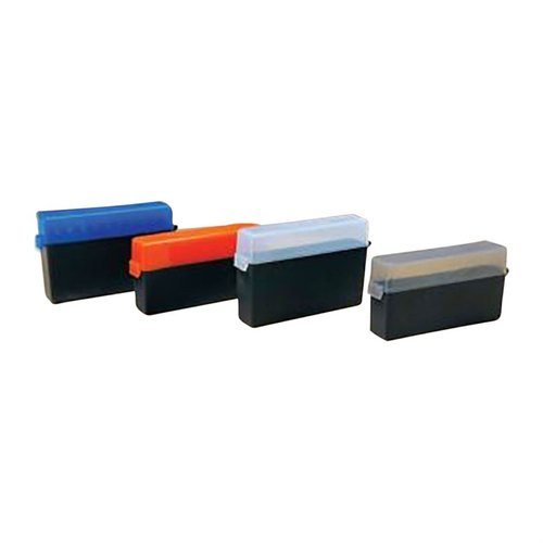 BERRY'S 200 SERIES 20 ROUND AMMO BOXES feature a robust design with a superior latch for secure transport, translucent lids for visibility, and come in various colours.