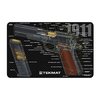 Protect your firearm with the TEK MAT 1911 Cut Away Gun Mat; featuring a soft polyester top, non-slip neoprene backing, and an exploded parts diagram for easy maintenance.