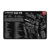 The TEK MAT CZ-75 Pistol Gun Cleaning Mat features a soft polyester top to prevent scratches, a non-slip neoprene backing, and an easy-to-clean design.