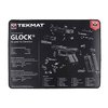 The TekMat Ultra 20 Pistol Cleaning Mat offers waterproof, scratchproof, and chemical-resistant features, complete with firearm diagrams for easy disassembly.