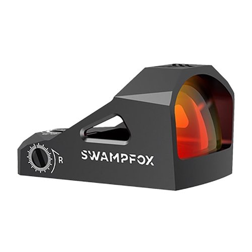The Swampfox Justice Micro Reflex Sight features a durable 7075 aluminum body, 1x27mm window, Shake 'N Wake illumination, and improved battery life, perfect for everyday carry.