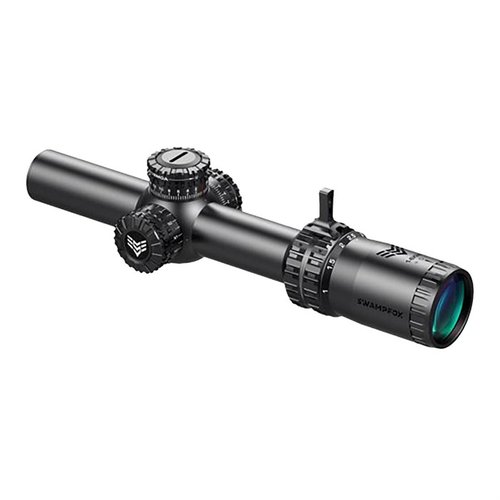 The Swampfox Arrowhead 1-8x24mm SFP scope features locking turrets, illuminated reticles, and a wide field of view, perfect for law enforcement and self-defense.