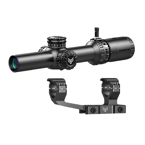 The Swampfox Arrowhead 1-8x24mm SFP scope offers tool-free locking turrets, a bright sight picture, and illuminated reticles, perfect for law enforcement and self-defense.