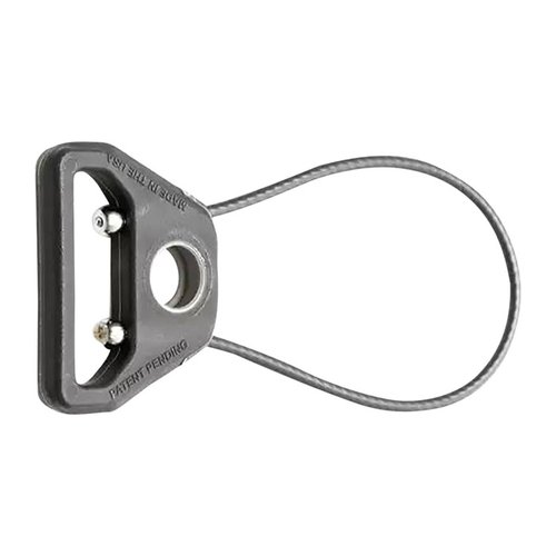 The Blue Force Gear Molded Universal Wire Loop™ offers lightweight versatility for slings, featuring military-grade materials and a push button socket for easy attachment.