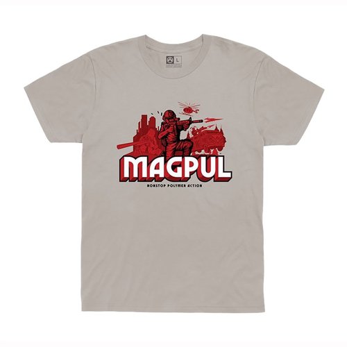 Experience ultimate comfort with the Magpul Nonstop Polymer Action T-Shirt, crafted from 100% combed ring-spun cotton, featuring durable double-needle stitching.