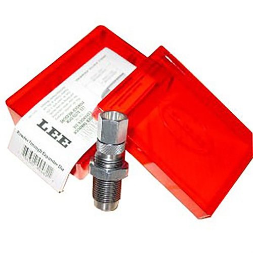 The Lee Precision 40 S&W Powder Thru Die efficiently charges cases while expanding the mouth, compatible with Auto Disk and Pro Auto Disk Powder Measures for seamless reloading.