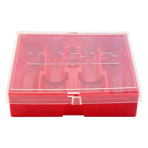 The LEE Precision Die Storage Box securely holds up to 4 dies, ensuring organized storage and easy access, perfect for any reloading enthusiast.