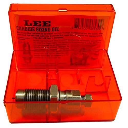 Lee Precision 45ACP Carbide Full Length Sizing Die offers hassle-free resizing for straight wall cartridges, requiring no lube and ensuring lifetime durability.