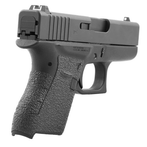 Enhance your Glock 43 grip with Talon Grip Tape, featuring solid adhesive, rubber texture, and coverage for all key areas, ensuring better control and comfort.