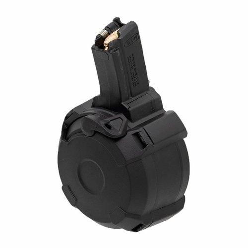 The MAGPUL PMAG D-50 MP offers a lightweight, durable 50-round drum magazine with a ratcheting loading lever, round-count indicator, and easy maintenance for HK94/MP5.
