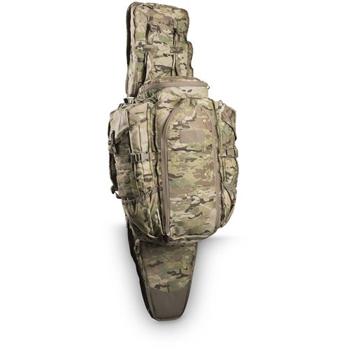 The Eberlestock Phantom Sniper Pack features a Backscabbard design, 2,200 cubic inches of storage, MOLLE racks, and a rain cover, ensuring comfort and organization.