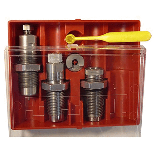 The LEE Precision 6.8 Remington Special Pacesetter 3-Die Set includes essential dies for sizing, seating, and crimping, plus a universal shell holder and load data.