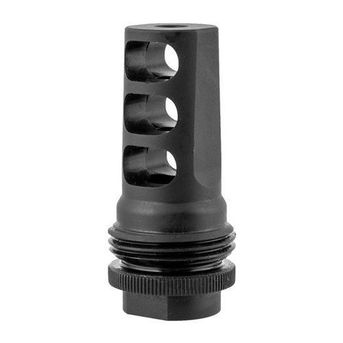 The SilencerCo AR-15 ASR Muzzle Brake 5.56 offers easy one-hand attachment, a 3-port design for reduced recoil and muzzle climb, compatible with ASR systems.