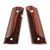 Enhance your 1911 with these exotic Redheart wood grips, featuring a unique laser cut pattern for improved grip, sealed for durability, and compatible with ambidextrous safeties.