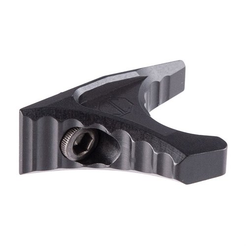 The JMAC Customs Hand Retention Device Handstop is compact, lightweight, reversible, M-Lok compatible, and made from durable 7075 T6 aluminum with a hard coat anodized finish.