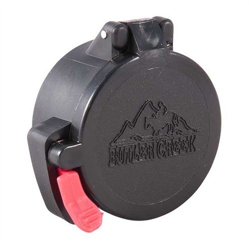 Butler Creek Flip Open Eyepiece Lens Covers protect your scope from dirt and moisture, easily flipping open with a finger for quick access during tactical or hunting use.