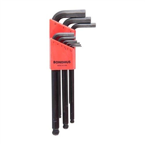 The Bondhus Metric Ball-Hex 'L' Wrench Set offers 9 precision sizes, allowing you to work at angles up to 25°, ensuring versatility and ease in tight spaces.
