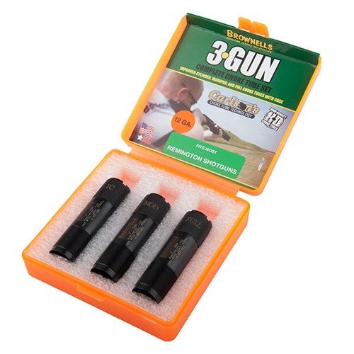 The Brownells 3-Gun Extended Choke Tube Set for Remington offers precision with Full, Modified, and Improved Cylinder tubes, ensuring optimal performance in competitions.