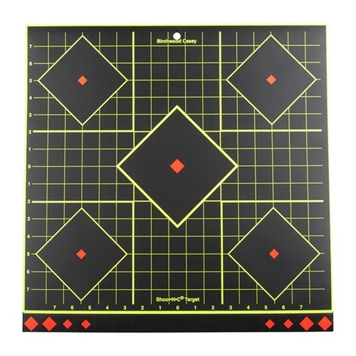 SHOOT-N-C® targets make hits visible with fluorescent halos, feature peel-n-stick backing, and come in various sizes for easy sighting without binoculars.