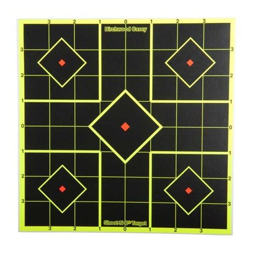 SHOOT-N-C® Targets feature bright halos for easy visibility of hits, self-adhesive backing, and various sizes, perfect for quick sight-ins and laser contrast.