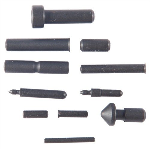 Refurbish or build your 1911 with this complete heat-treated pin set, featuring 11 precision-ground pins for durability in blued carbon or stainless steel.