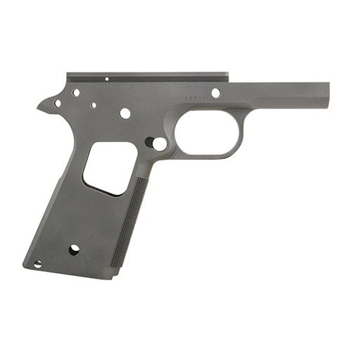 The Caspian 1911 Commander Receiver features a Nowlin cut, crafted from durable 4140 carbon steel, with 25 lpi checkering for enhanced grip and control.