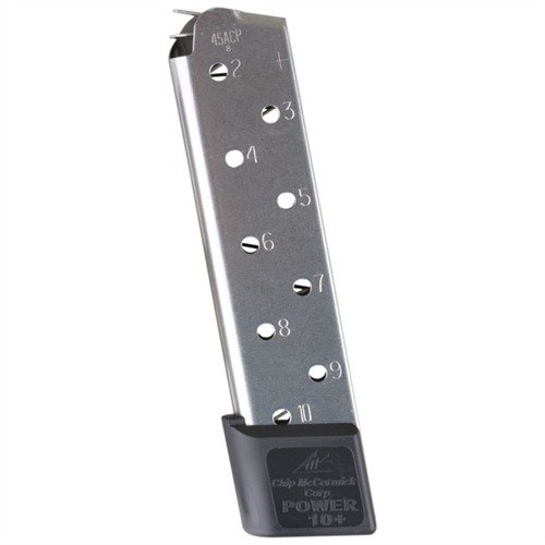 .45 ACP 10-round magazine with stainless steel body, advanced anti-tilt follower, and polished feed lips for flawless feeding and no-fail performance.