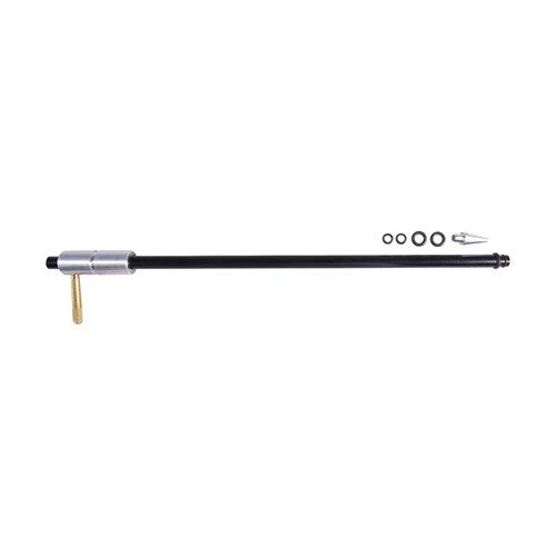 The DEWEY Adjustable Rod Guide protects your rifle chamber during cleaning, featuring a durable aluminum collar, O-ring seal, and quick length adjustment for versatile use.