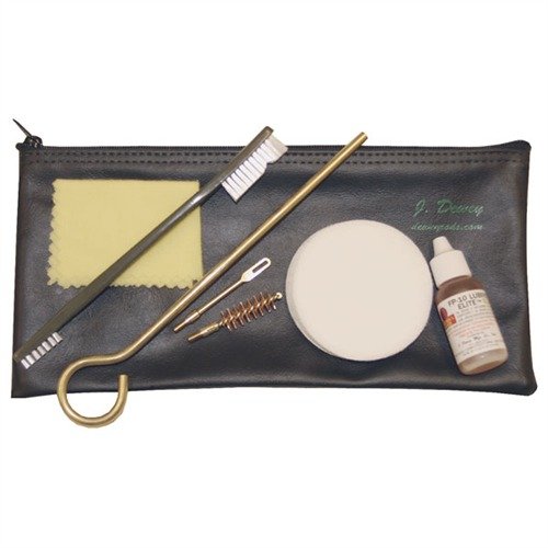 The DEWEY .40 MIL/LE Pistol Cleaning Kit offers essential tools for maintaining your service pistol, including a brass rod, bore brush, and Shooter's Choice FP-10.