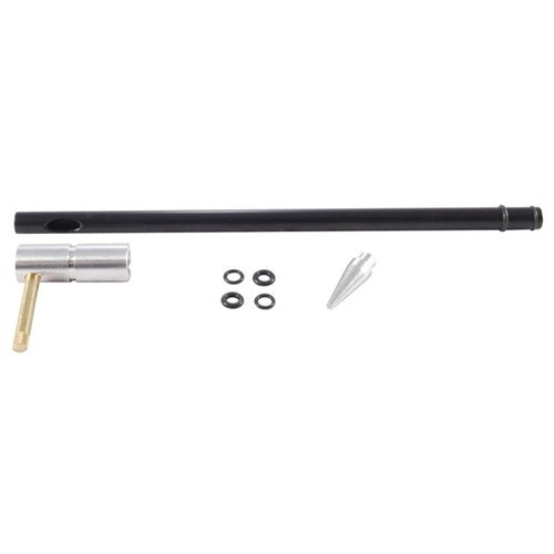 The DEWEY Adjustable Rod Guide protects your rifle chamber during cleaning with a durable aluminum collar, O-ring seal, and quick-adjust brass pin for any action length.