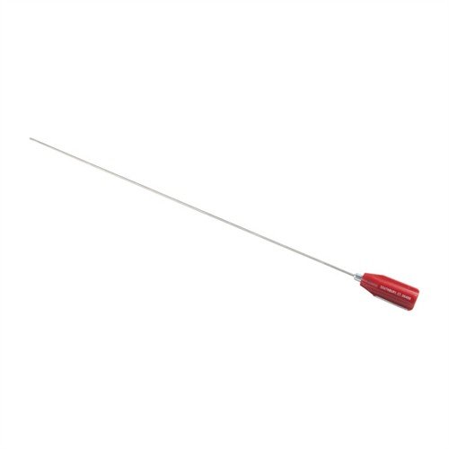 The Dewey 26" Small Caliber Rod is a tough, stainless steel cleaning tool for .17 and .20 caliber firearms, featuring a female thread and professional brass jag tip.