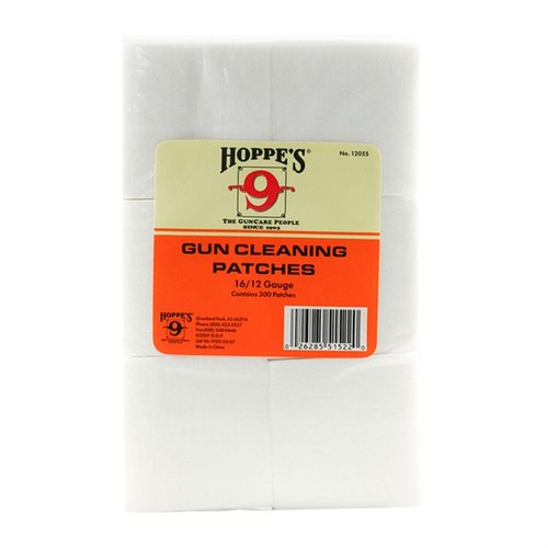 Hoppes Patches 16/12ga 300 Pack offers high-quality cotton cleaning patches, perfect for maintaining your firearms with ease and efficiency.