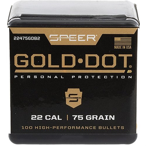 Experience superior performance with Speer Gold Dot Bullets 224-75-Gr, designed for reliable expansion and accuracy, perfect for your shooting needs.