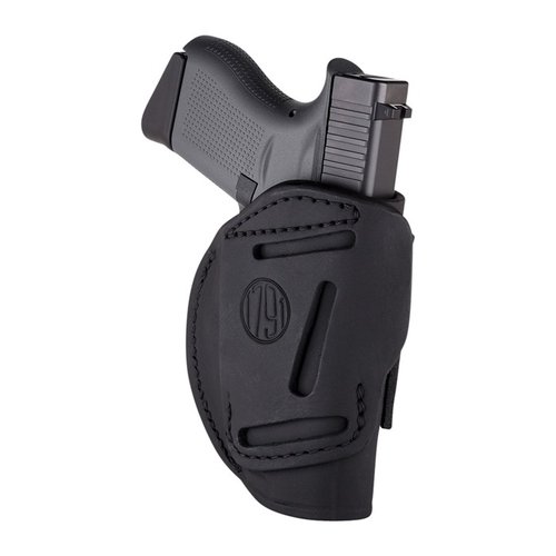 The 1791 GUNLEATHER 4 Way Holster Stealth Black RH size 5 offers versatile carry options, premium leather construction, and a sleek design for optimal concealment.