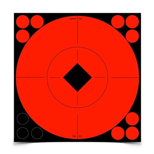 Birchwood Casey's 8" Target Spots offer self-adhesive, high-contrast targets for clear sighting and bullet visibility, plus 96 repair pasters for extended use.