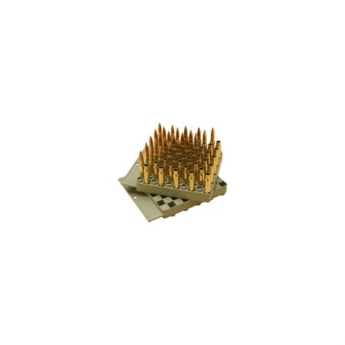The MTM Compact Universal Loading Tray accommodates cartridges from .17 to 30-06, providing a sturdy, organized solution for efficient reloading and storage.