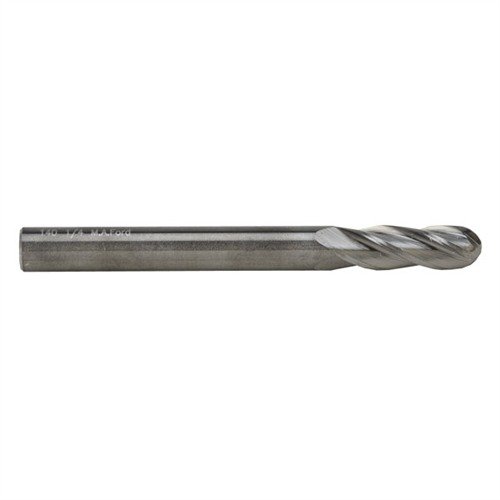 Achieve smooth, precise cuts with the Brownells Solid Carbide Ball End Mill, featuring a four-flute design for efficient plunge cutting in hardened steels.