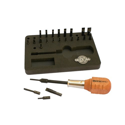 The Grace USA Gunsmith 24-Bit Magnetic Tip Screwdriver Set offers precision-ground bits, ergonomic magnetic handle, and organized storage for efficient firearm maintenance.