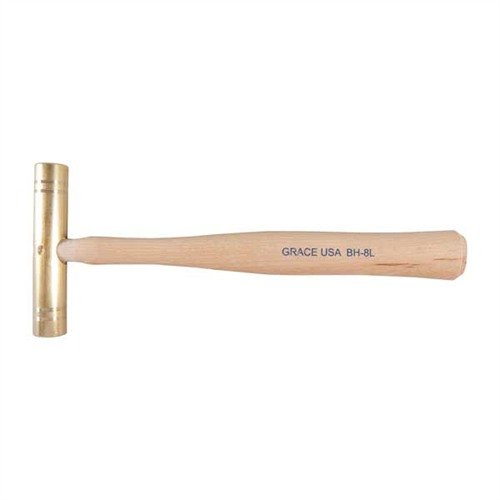 Grace USA's Gunsmith's Brass Hammer features solid brass heads for non-marring precision, ergonomic hickory handles for comfort, and multiple sizes for versatile use.