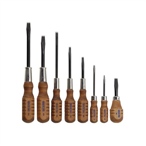 The Grace USA Screwdriver Set features durable square shanks, precision-ground tips, and comfortable hardwood handles, perfect for professional gunsmithing tasks.